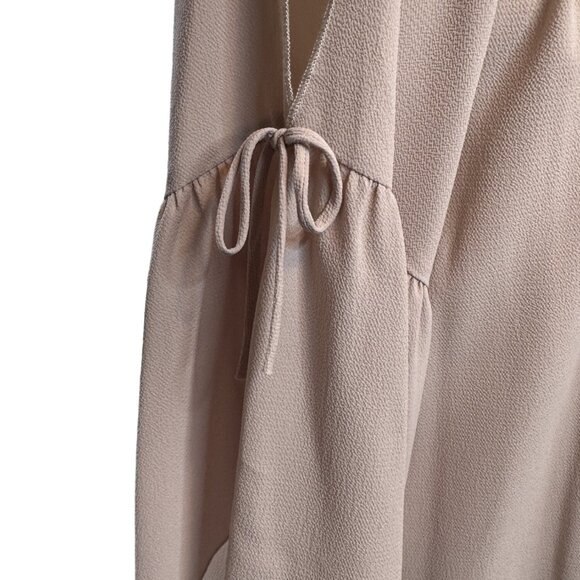 2/$30 Becca M Taupe Beige Textured 3/4 Sleeve Top Tie Detail Polyester - Picture 12 of 13
